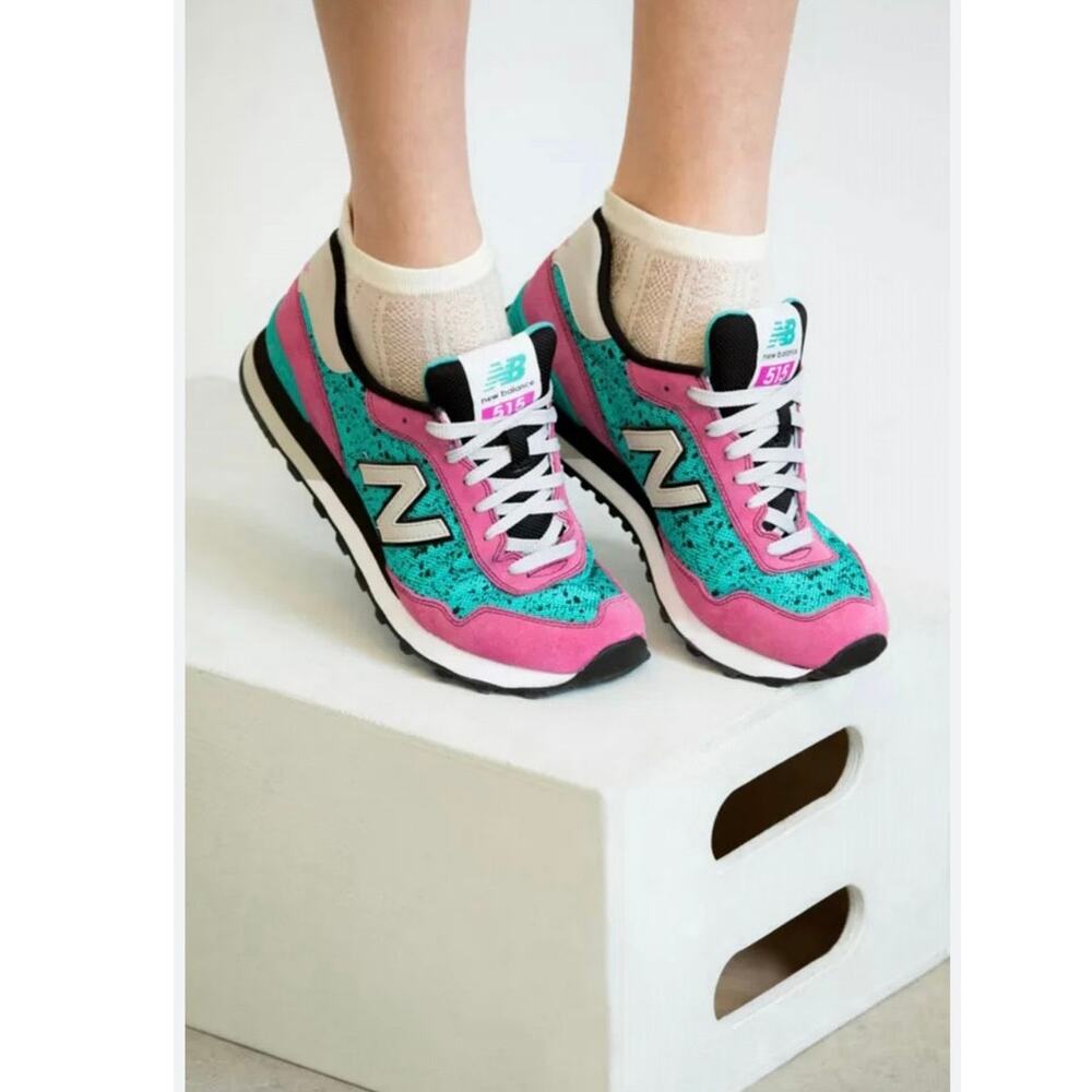 New Balance X UO 515 Airbrush Graffiti Running Sneaker Teal & Pink Women's sz. 8